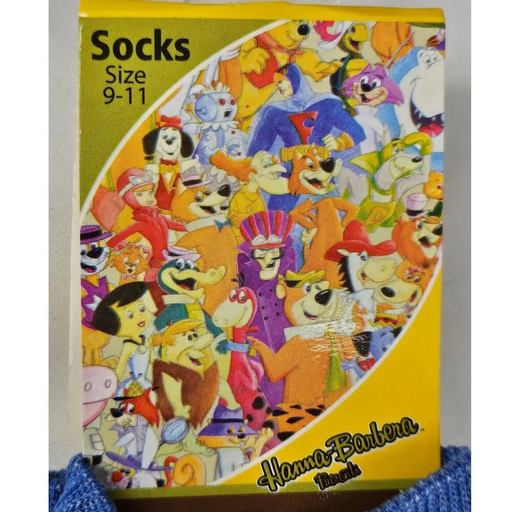 HANNA-BARBERA WOMEN'S BLUE YUGI BEAR CREW SOCKS SINGLE CARTOON SIZE 9-11 NWT
